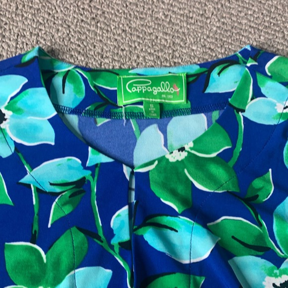Cappagallo Womens Blouse Top Size Small Blue/Green Floral Print Keyhole Neck - Picture 2 of 12